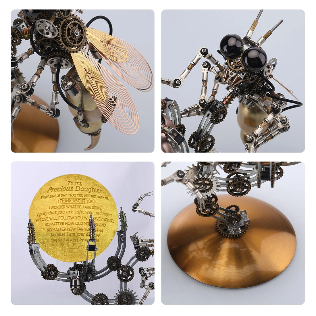 3D Metal Steampunk Galaxy Craft Puzzle Mechanical Wasp With 16 Colors Tap And Remote Control Lamp Model DIY Assembly For Home Decor Creative Gift-627PCS - Image 11