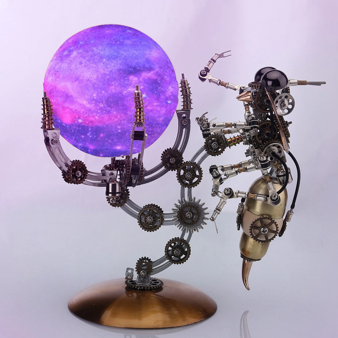 3D Metal Steampunk Galaxy Craft Puzzle Mechanical Wasp With 16 Colors Tap And Remote Control Lamp Model DIY Assembly For Home Decor Creative Gift-627PCS - Image 4