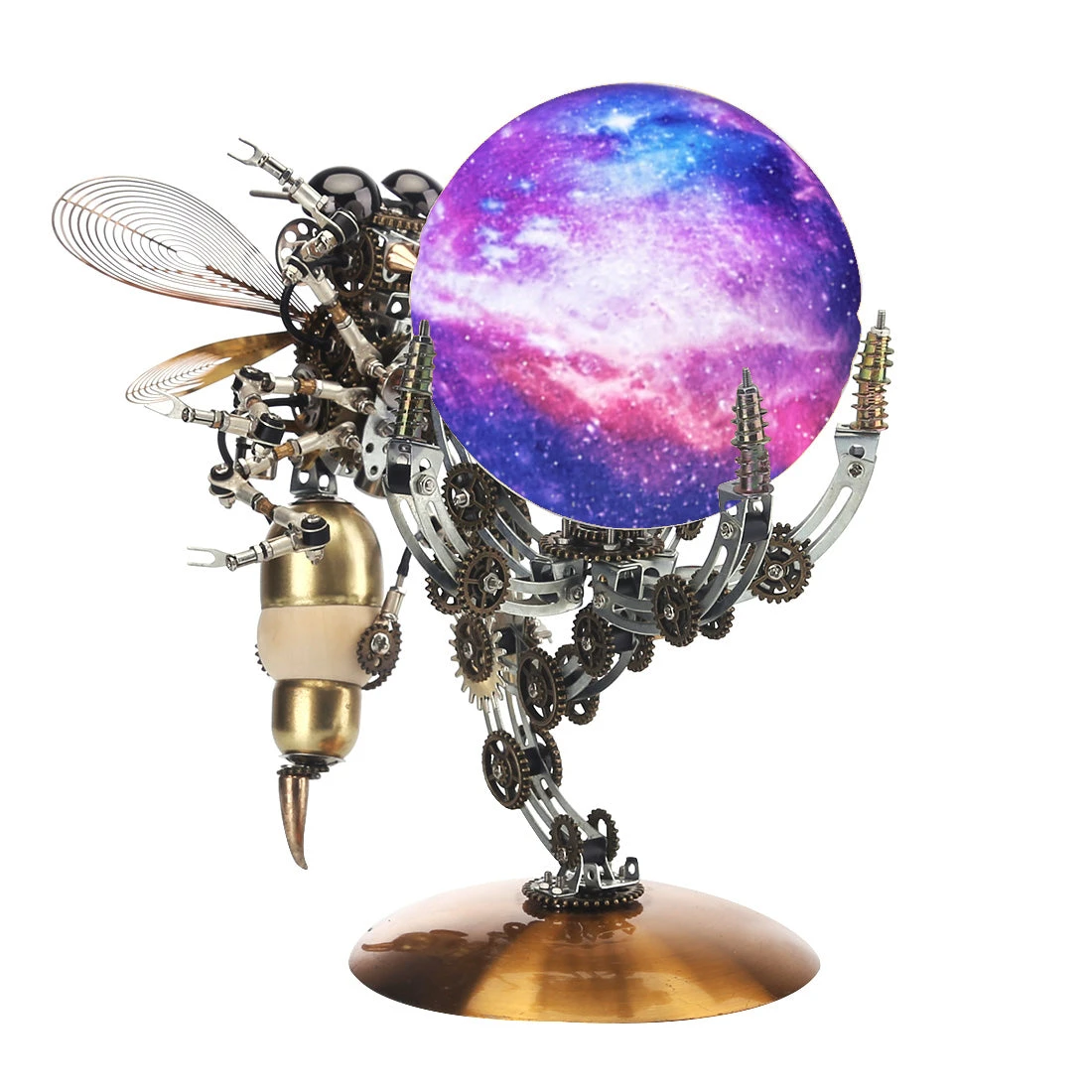 3D Metal Steampunk Galaxy Craft Puzzle Mechanical Wasp With 16 Colors Tap And Remote Control Lamp Model DIY Assembly For Home Decor Creative Gift-627PCS - Image 3
