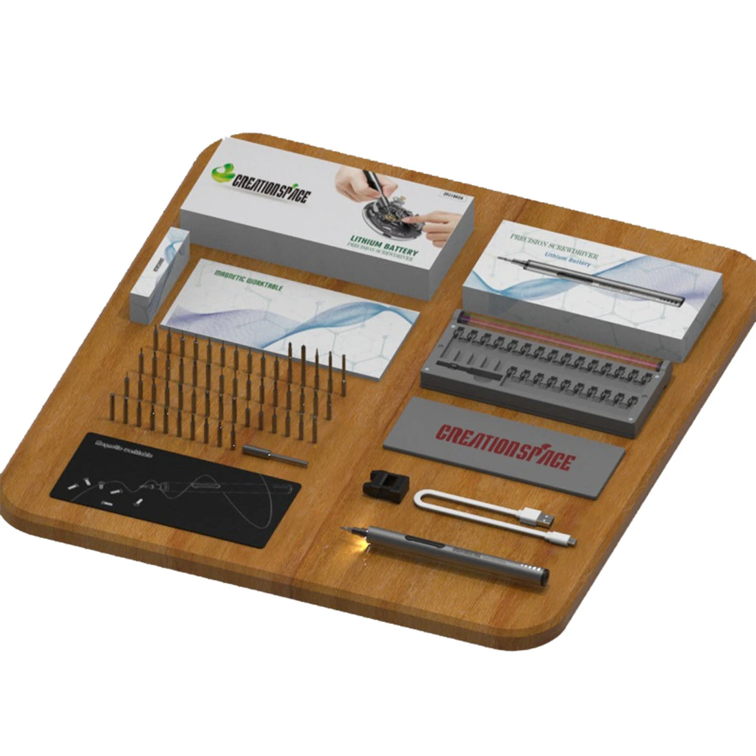 Mini Precision Electric Screwdriver DIY Tools Set With LED Light For Models & Electronics (Ripple)