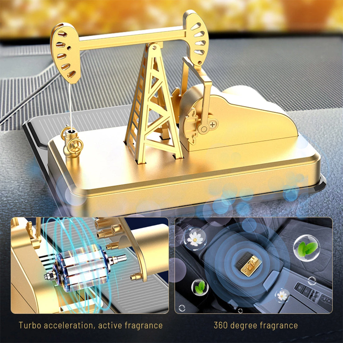 Solar Kowtow Machine Model Car Decoration Pumping Unit Model Ornament - Image 4