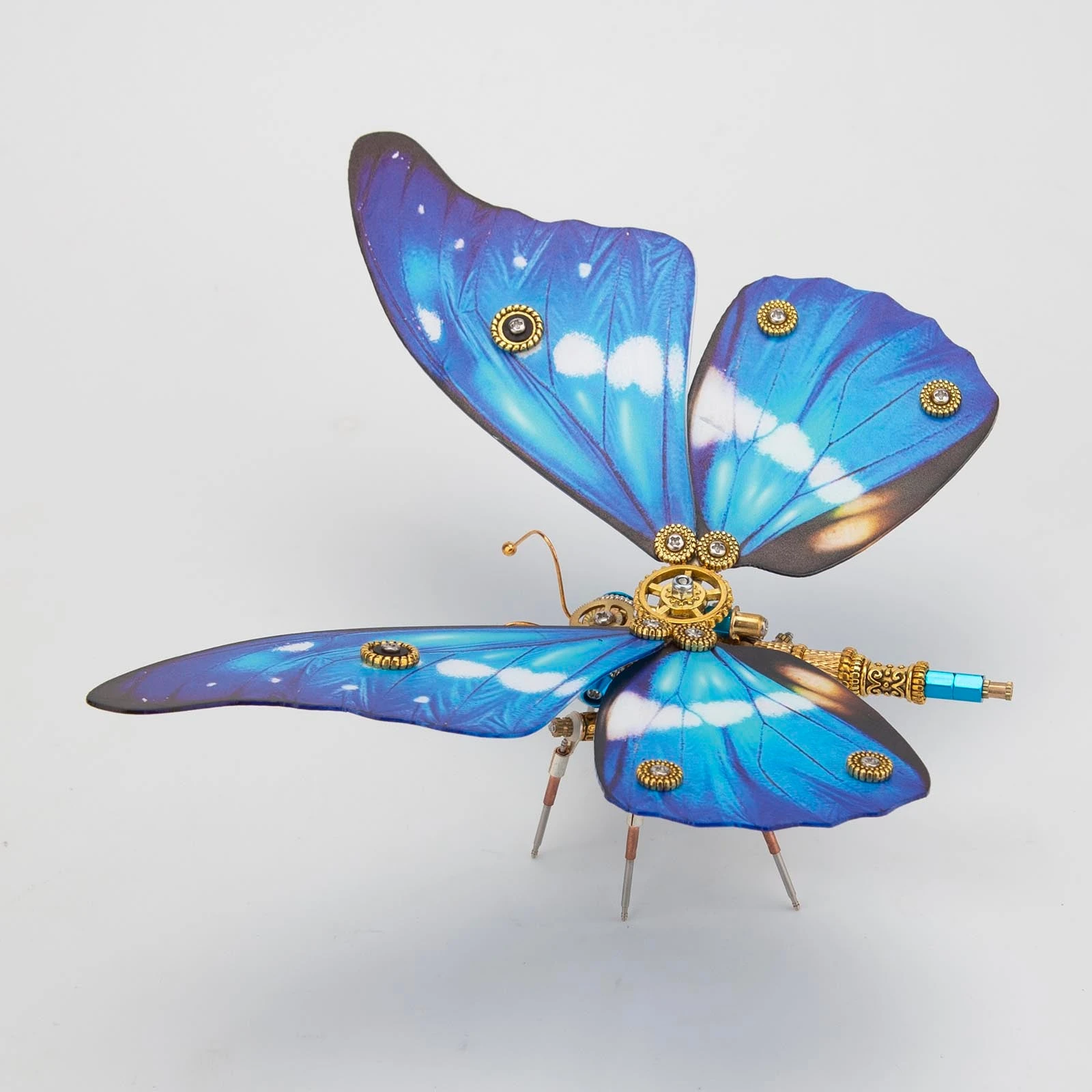 3D Metal Butterfly Model Kit, 3 In 1 Steampunk Butterfly (200PCS+/Blue) - Morpho Helena, Papilio Ulysses & Dichorragia Nesimachus - Image 4