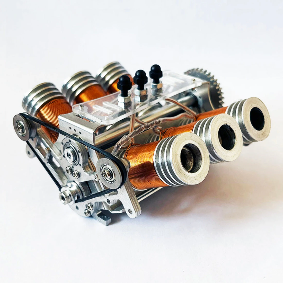 Metal V6 Double-piston Brushless Electromagnetic Engine Model Technology Toys For 1/10RC RC Cars Ships - Image 2
