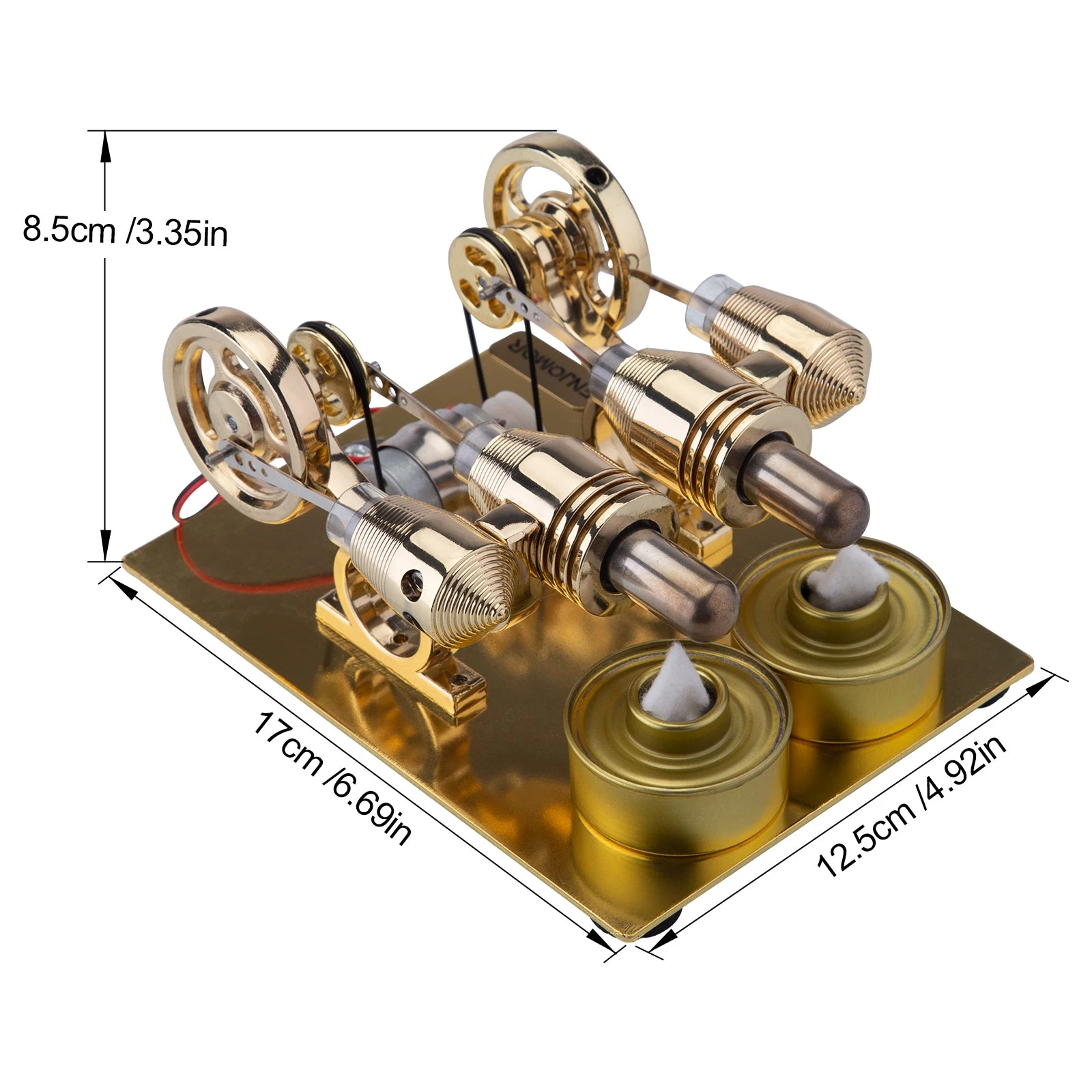 ENJOMOR Paratactic 4 Cylinder Hot Air Stirling Engine Model Mini Electric Generator With Light Bulb And Voltmeter - STEM Toy - Image 5