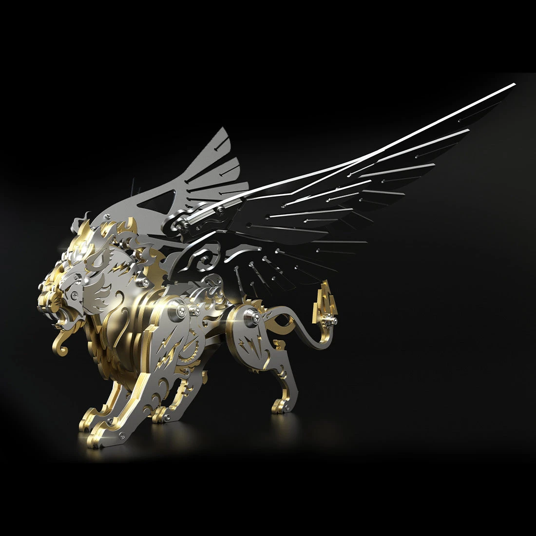 3D Puzzle DIY Model Kit Jigsaw Metal Tiger Model Ancient Chinese Beasts Mechanical Assembly Crafts-Black Golden - Image 7