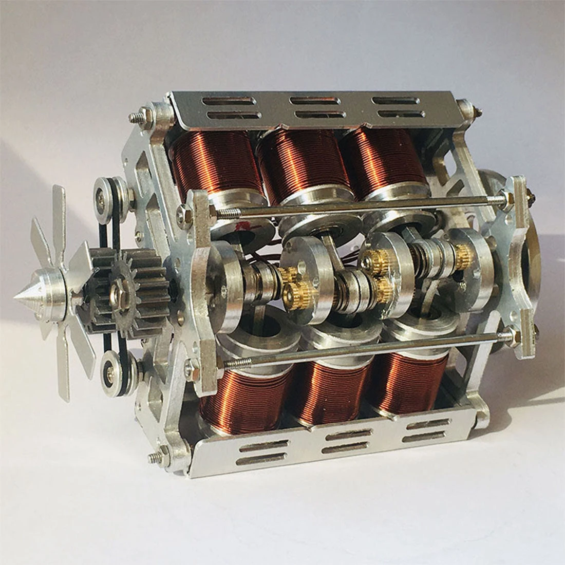 V6 Electromagnetic Motor Engine Model With Hexagon Fans For 1/10 Model Car Science Experiment Teaching Project - Image 7