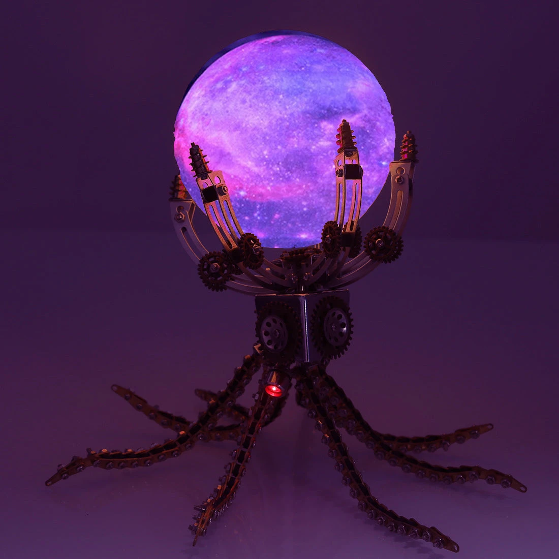 3D Metal Steampunk Galaxy Craft Puzzle Mechanical Octopus With 16 Colors Tap And Remote Control Lamp Model DIY Assembly For Home Decor Creative Gift-1060PCS - Image 2