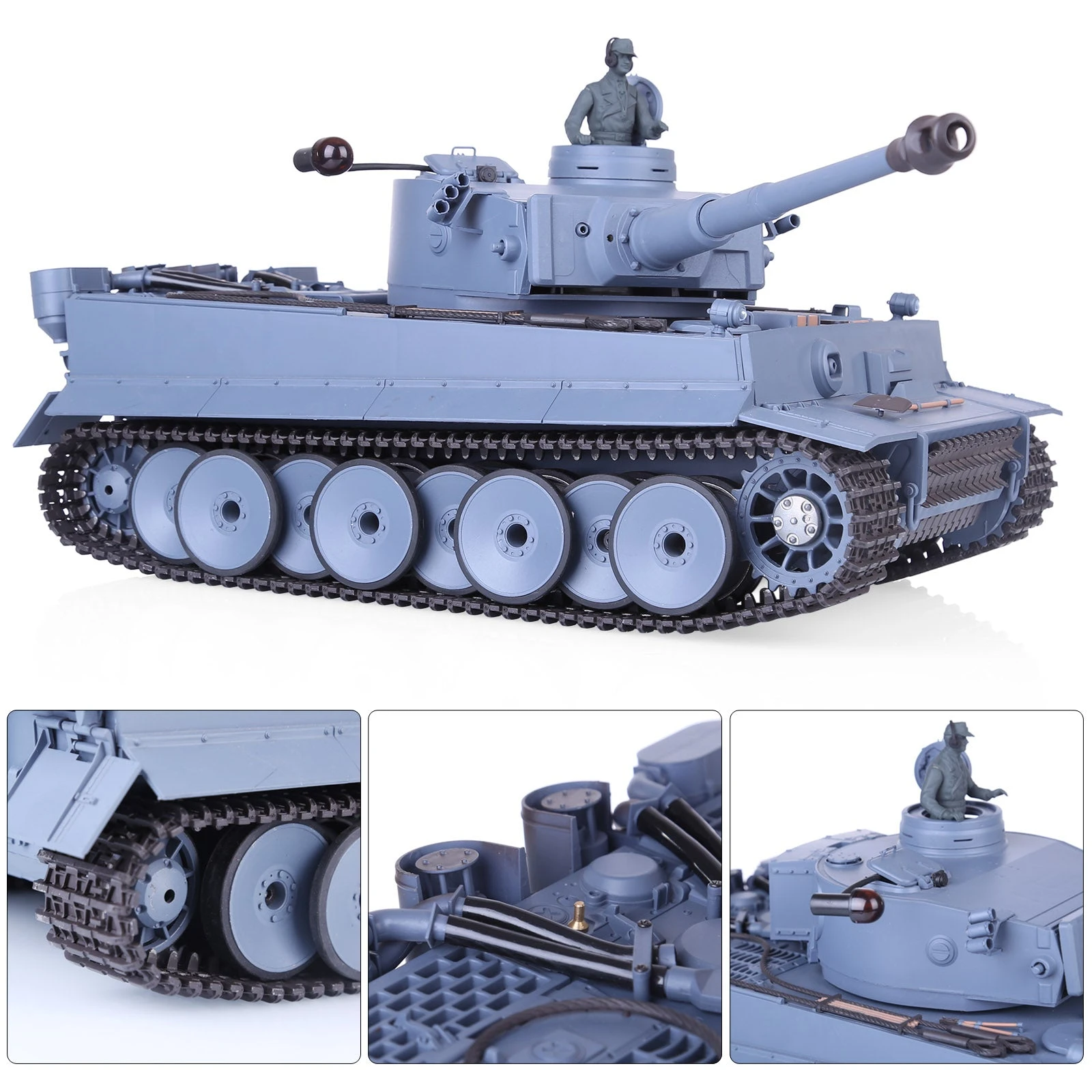 1:16 2.4G Metal German Tiger I RC Tank Infrared Battle Heavy Tank Model With Simulation Light Smoke FPV Dashcam - Image 7