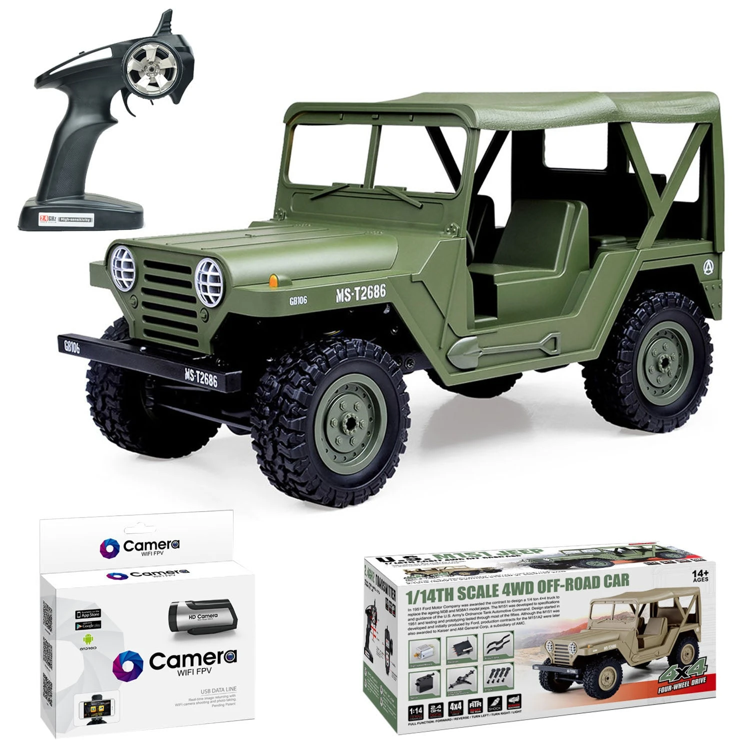 SUBOTECH BG1522 1:14 2.4G Electric RC Car 4WD 15+KM/H Off-road Vehicle Crawler With LED Headlight WIFI Camera - RTR - Image 2