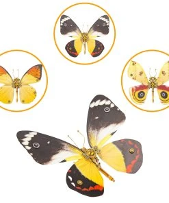 3D Metal Butterfly Model Kit, 3 In 1 Steampunk Butterfly (200PCS+/Golden) - Cnidocampa Flavescens, Hebomoia Glaucipp & Delias Timorensis Moaensis
