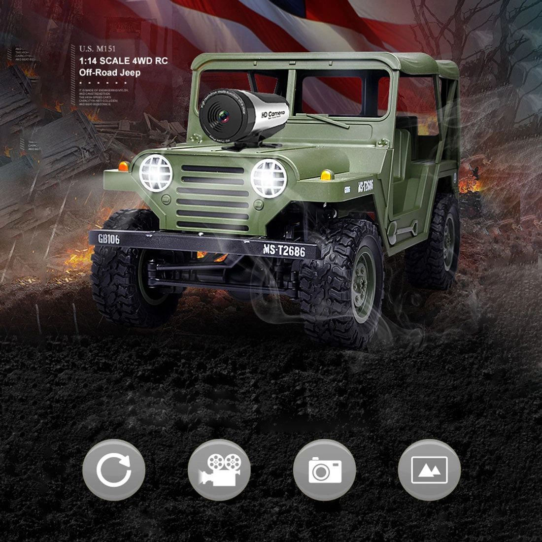 SUBOTECH BG1522 1:14 2.4G Electric RC Car 4WD 15+KM/H Off-road Vehicle Crawler With LED Headlight WIFI Camera - RTR - Image 7