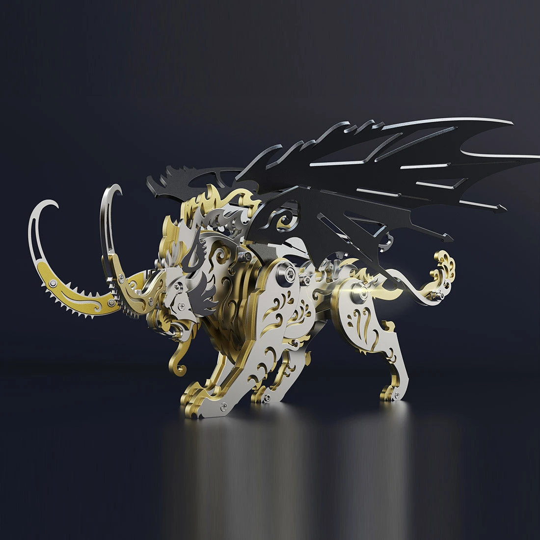 3D Puzzle DIY Model Kit Jigsaw Metal Tiger Model Ancient Chinese Beasts Mechanical Assembly Crafts-Black Golden - Image 14