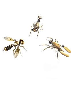 270Pcs Steampunk Insect Metal Model Kits Mechanical Crafts For Home Decor - Mosquito + Deck Insect + Bee Trinity