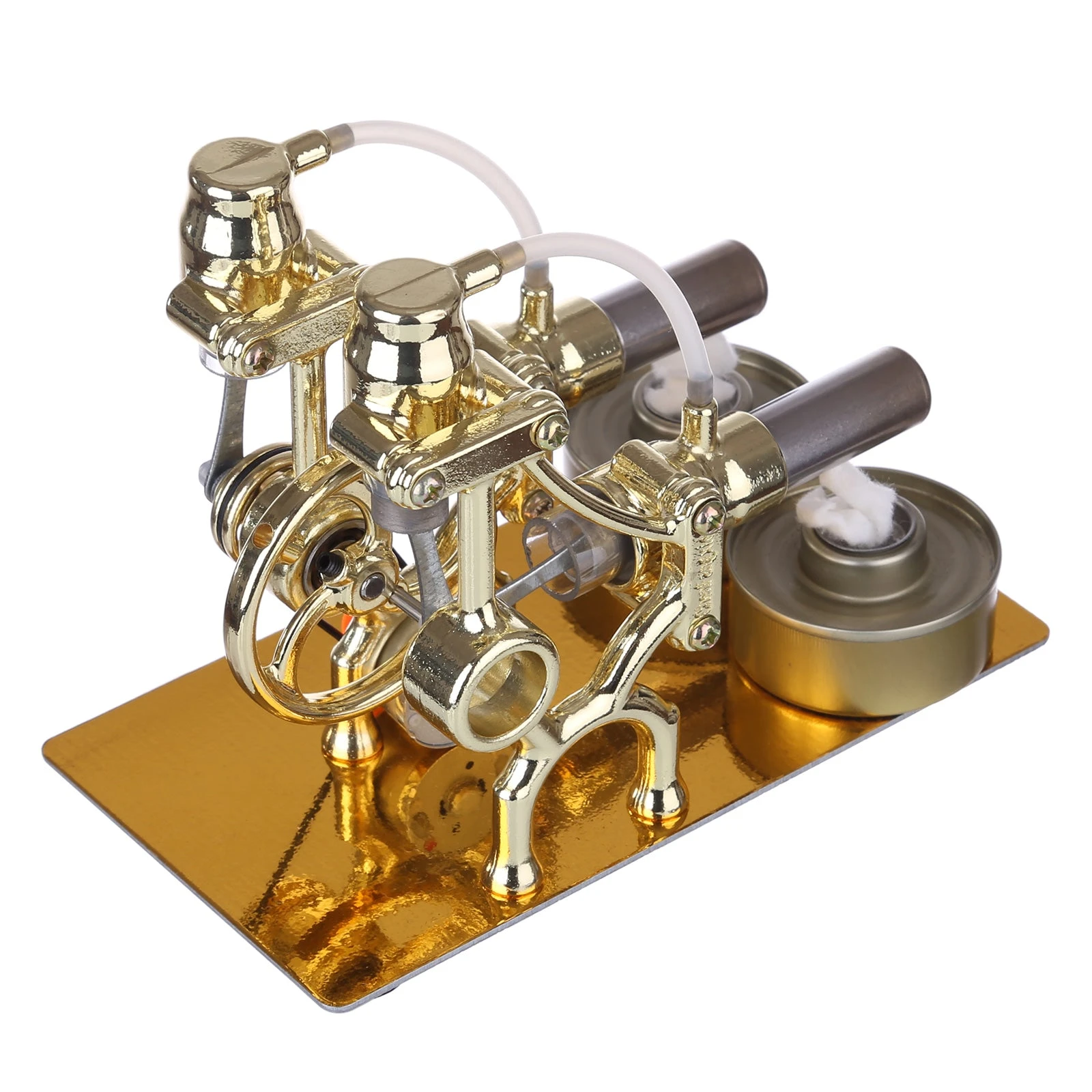 L-Type 2 Cylinder Stirling Engine Generator Model With LED Diode And Bulb Science Experiment Teaching Model Toy Collection - Image 5