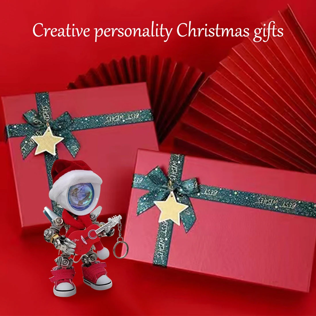 3D Metal Mechanical Punk Guitarist Robot Christmas Colorful Ambient Lamp Model Assembly Kit For Kids, Teens, And Adults-366PCS - Image 2