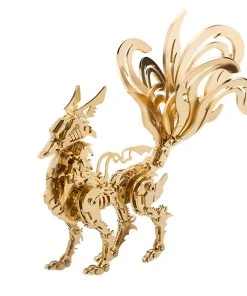 200Pcs+ DIY Assembly Toy Oriental Mythological Creatures Golden Nine-tailed Fox