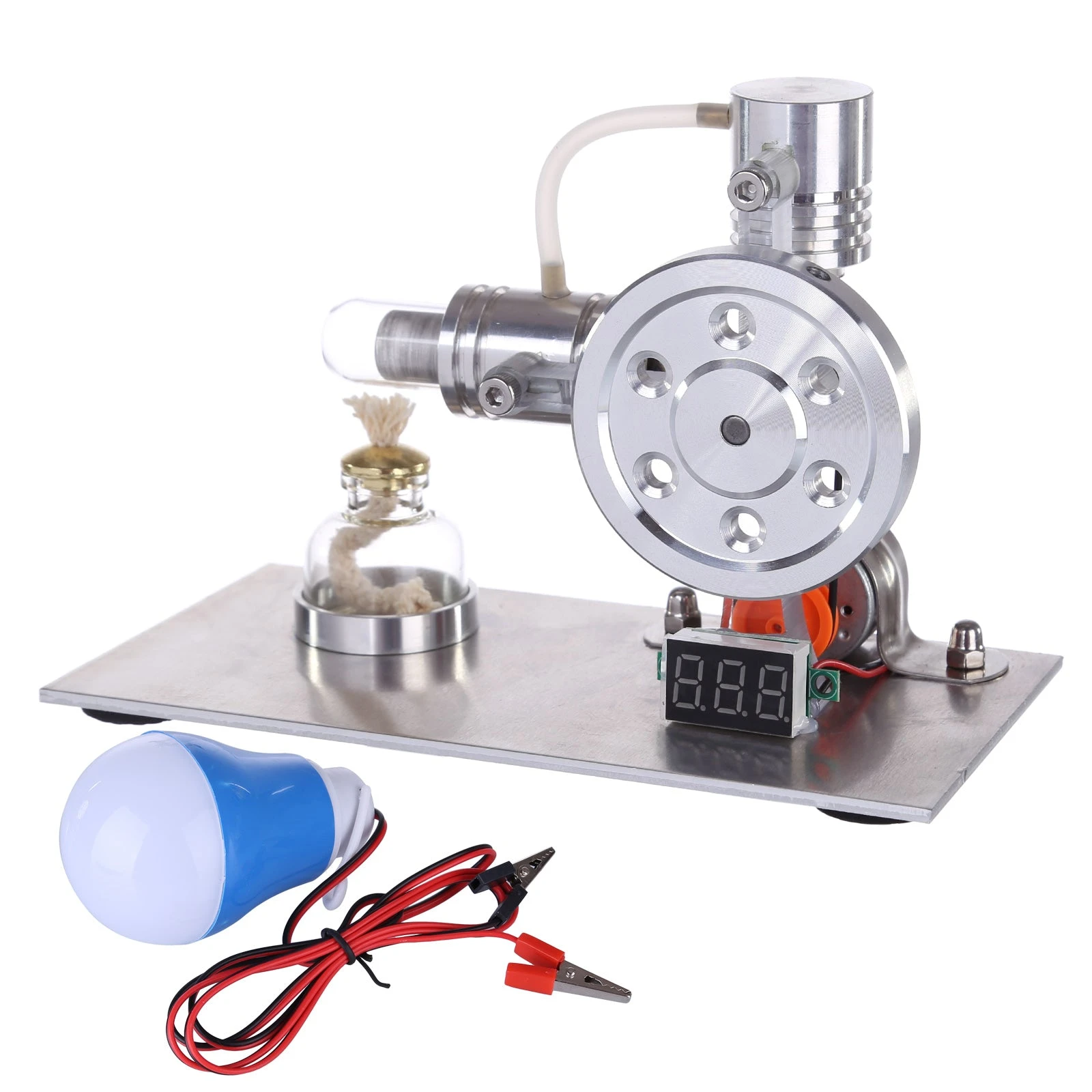 L-Shaped Stirling Engine Generator Model With Voltage Digital Display Meter And Bulb Science Experiment Educational Toy - Enginediy Customized