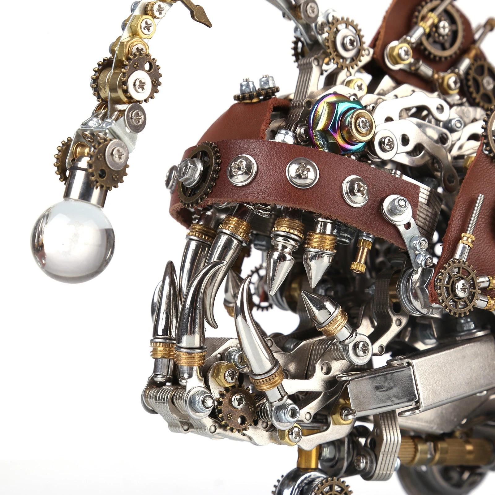 3D Metal Steampunk Craft Puzzle Mechanical Anglefish Model DIY Assembly With Luminous Bulb Creative Gift-1064PCS+ - Image 10