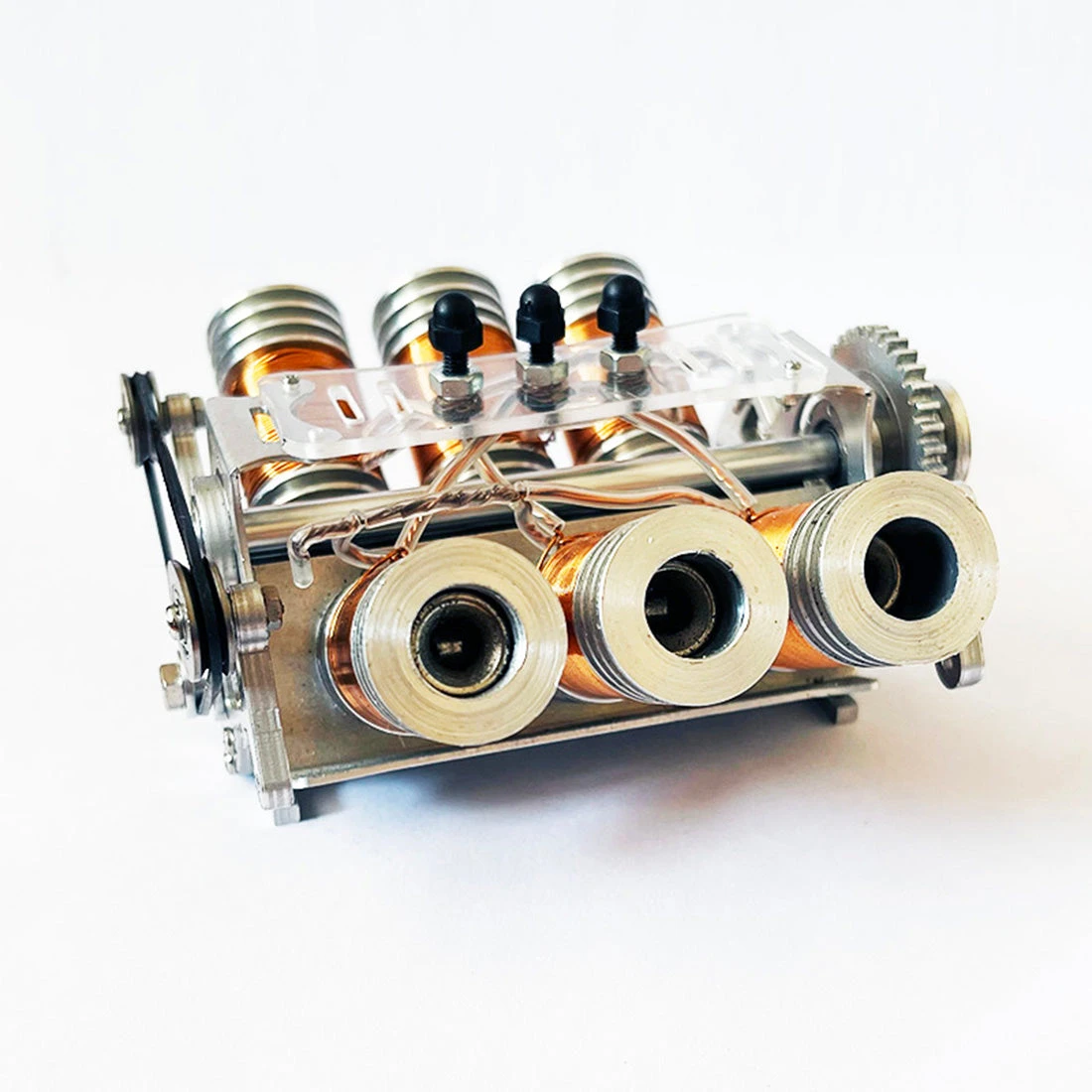 Metal V6 Double-piston Brushless Electromagnetic Engine Model Technology Toys For 1/10RC RC Cars Ships - Image 3