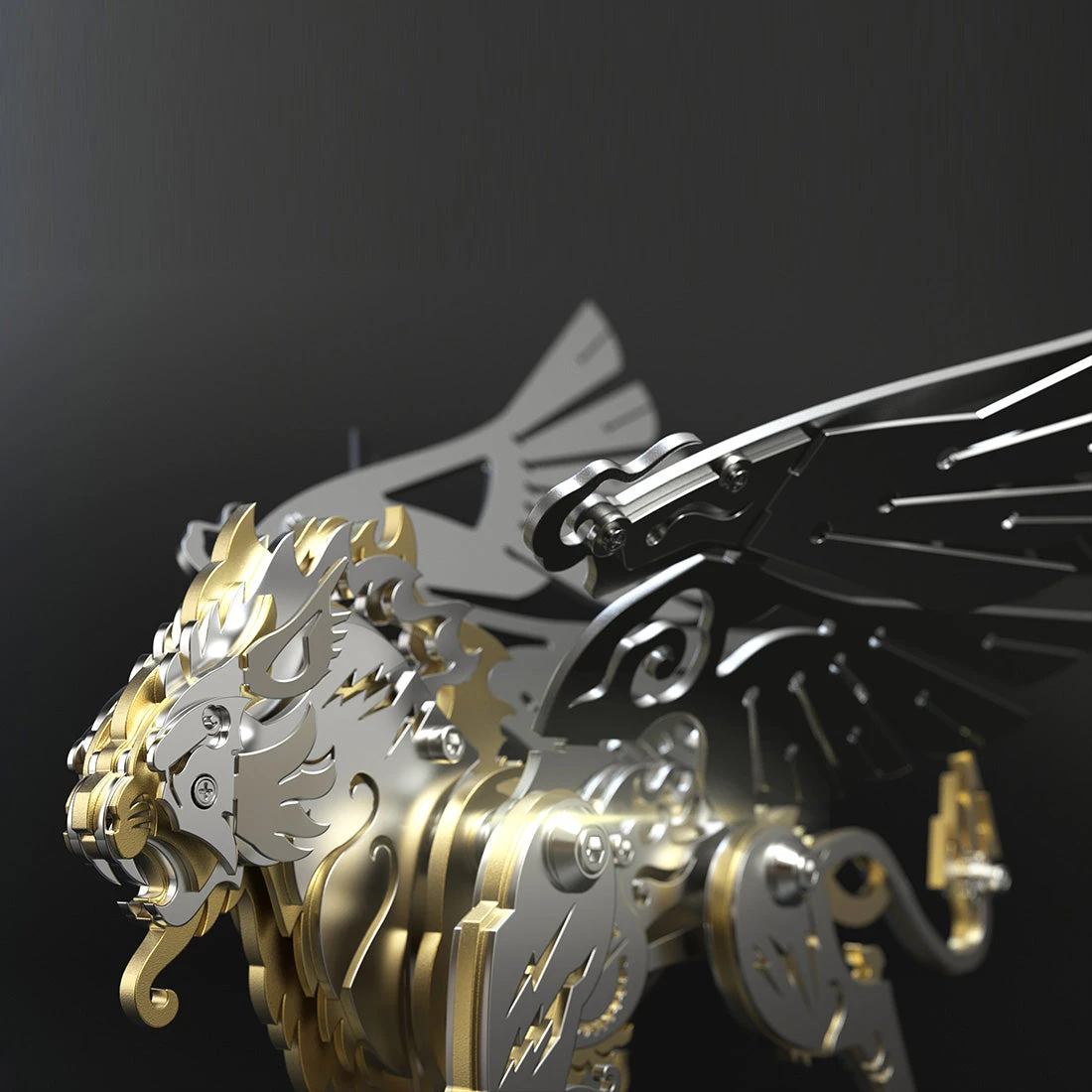 3D Puzzle DIY Model Kit Jigsaw Metal Tiger Model Ancient Chinese Beasts Mechanical Assembly Crafts-Black Golden - Image 8