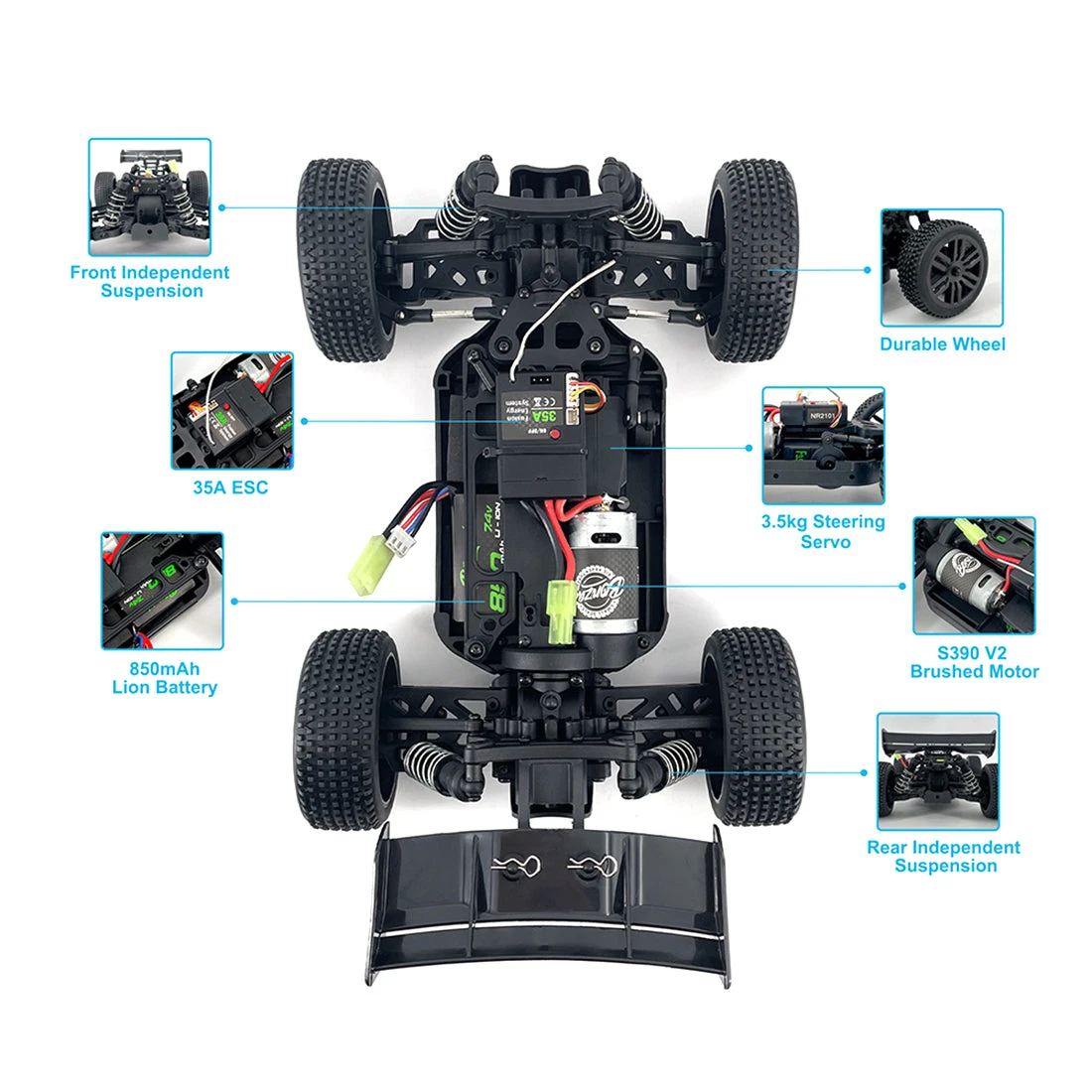 EXBONZAI 1:14 RC Car 4WD 40+KM/H EP Off-road Vehicle High Speed RC Model Car Toy RTR - Image 10
