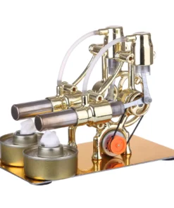 L-Type 2 Cylinder Stirling Engine Generator Model With LED Diode And Bulb Science Experiment Teaching Model Toy Collection