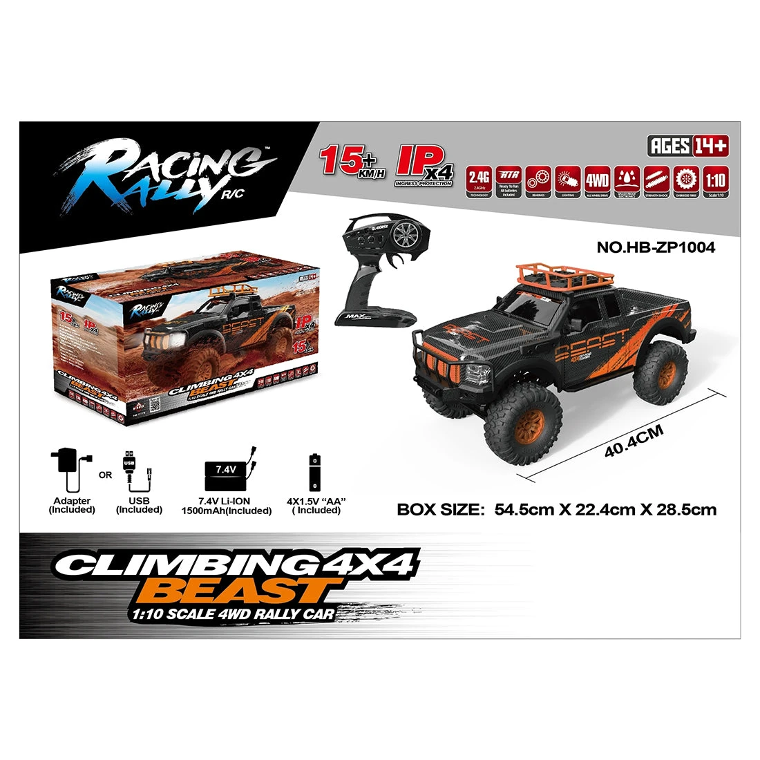 HB 1:10 15KM/H 2.4G 4WD RC Car Climber Vehicle Truck Model Toy With LED - RTR - Image 4