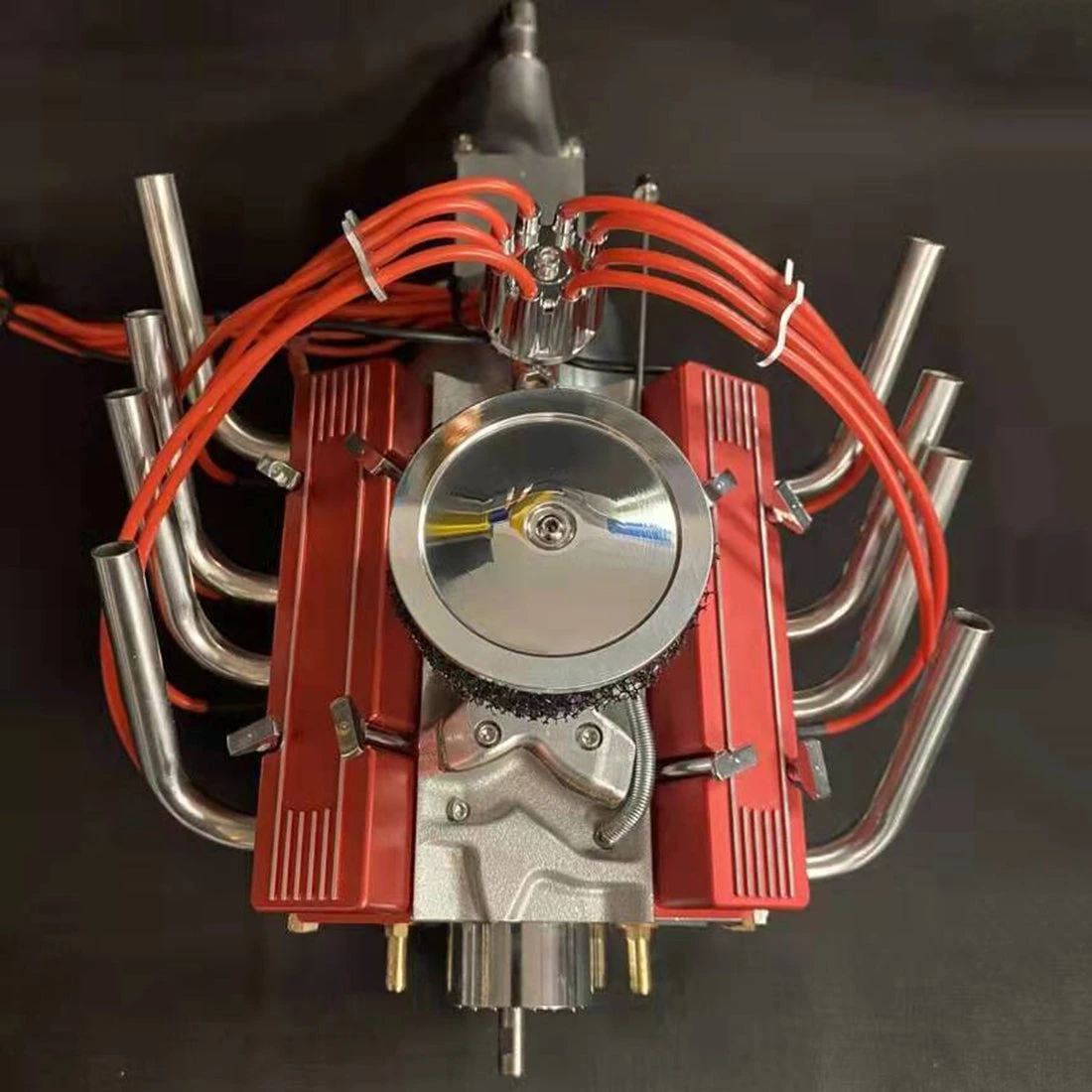 V8 Engine Model That Works - 1/4 Scale Nitro Powered V8 Working Engine Single Carburetor 8-cylinder Nitro Engine - Image 4
