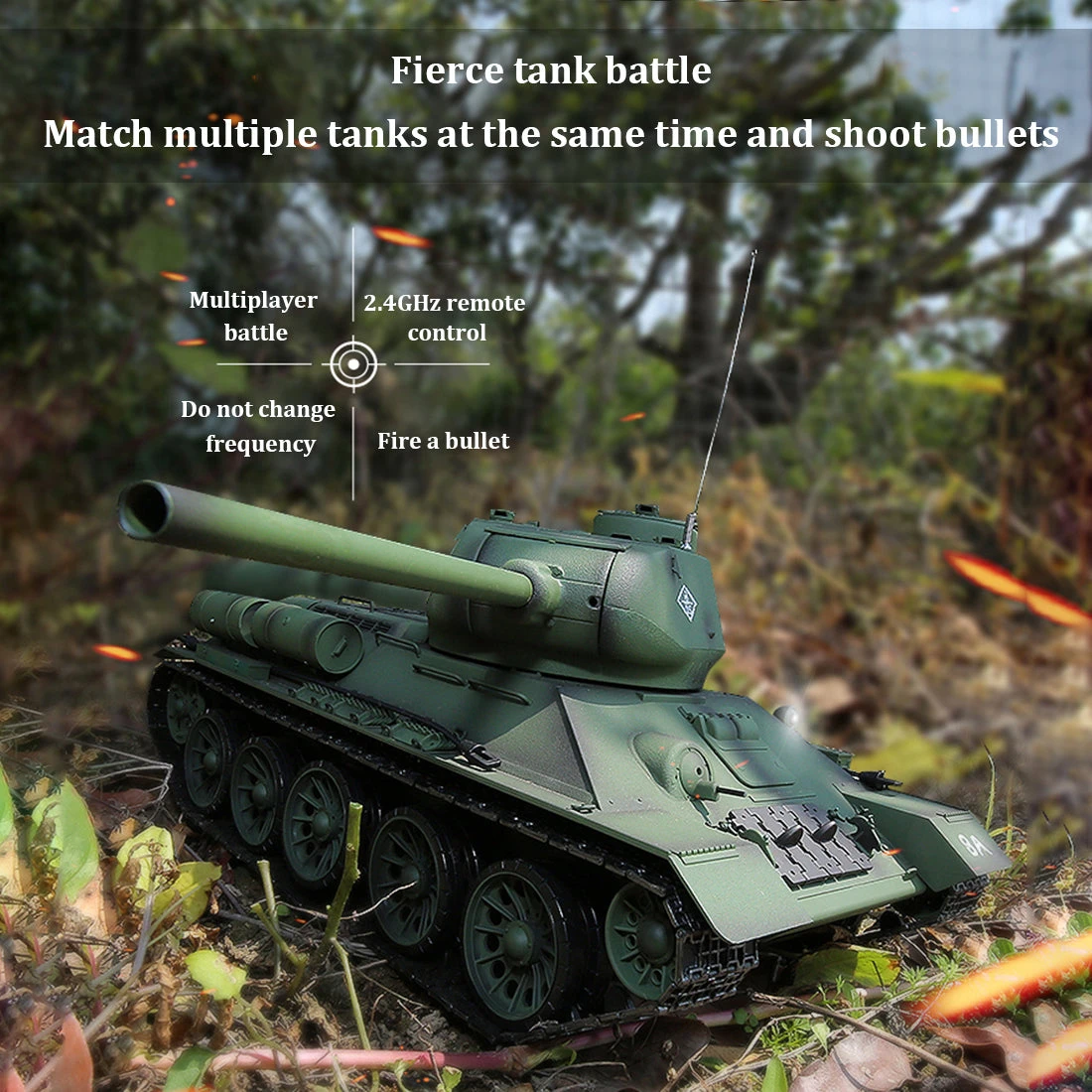 1/16 RC Tank Soviet T-34 Medium Tank 2.4G Remote Control Model Military Tank With Sound Smoke Shooting Effect - Upgraded Edition - Image 18