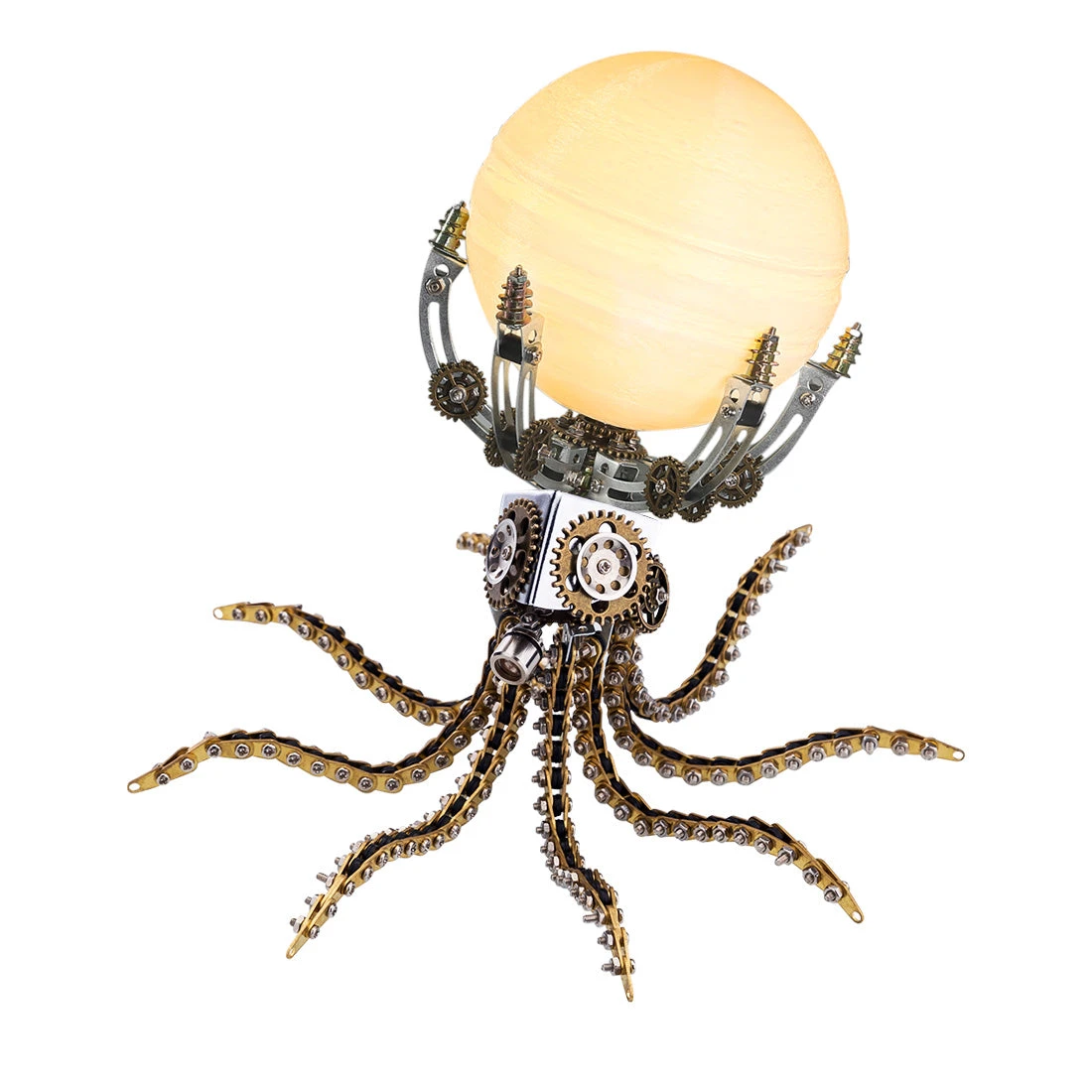 3D Metal Steampunk Galaxy Craft Puzzle Mechanical Octopus With 16 Colors Tap And Remote Control Lamp Model DIY Assembly For Home Decor Creative Gift-1060PCS - Image 6