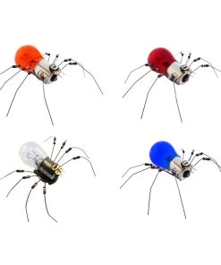 DIY Handmade Electronic 4 Spiders Kits Toys Glow Light Decor - Transparent + Orange + Red + Blue