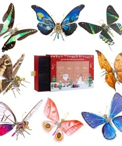 3D Metal Steampunk Craft Puzzle Mechanical Butterfly Model DIY Assembly Animal Jigsaw Puzzle Kit - Make Your Own Advent Calendar - Creative Gift-680PCS+