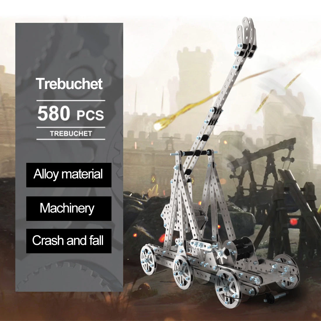 580PCS Metal Assembly DIY Toy Mechanical Gear Transmission Gravity Transmission Trebuchet - Image 2