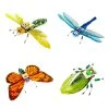 DIY Handmade Electronic 4 Insect Kits Electronic Badge Material Kit LED Lights - Dragonfly + Butterfly + Cicada + Hu Feng