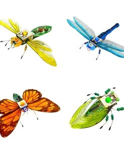 DIY Handmade Electronic 4 Insect Kits Electronic Badge Material Kit LED Lights - Dragonfly + Butterfly + Cicada + Hu Feng