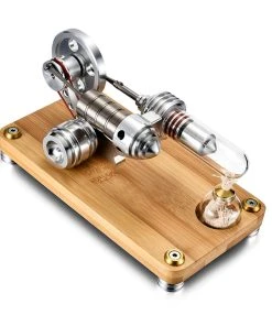Single Cylinder Stirling Engine Model With LED Light Science Experiment Teaching Collection γ-shape