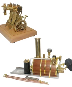 3.7CC Retro Vertical 2-cylinder Reciprocating Double-acting Model Steam Engine With 200ml Steam Boiler