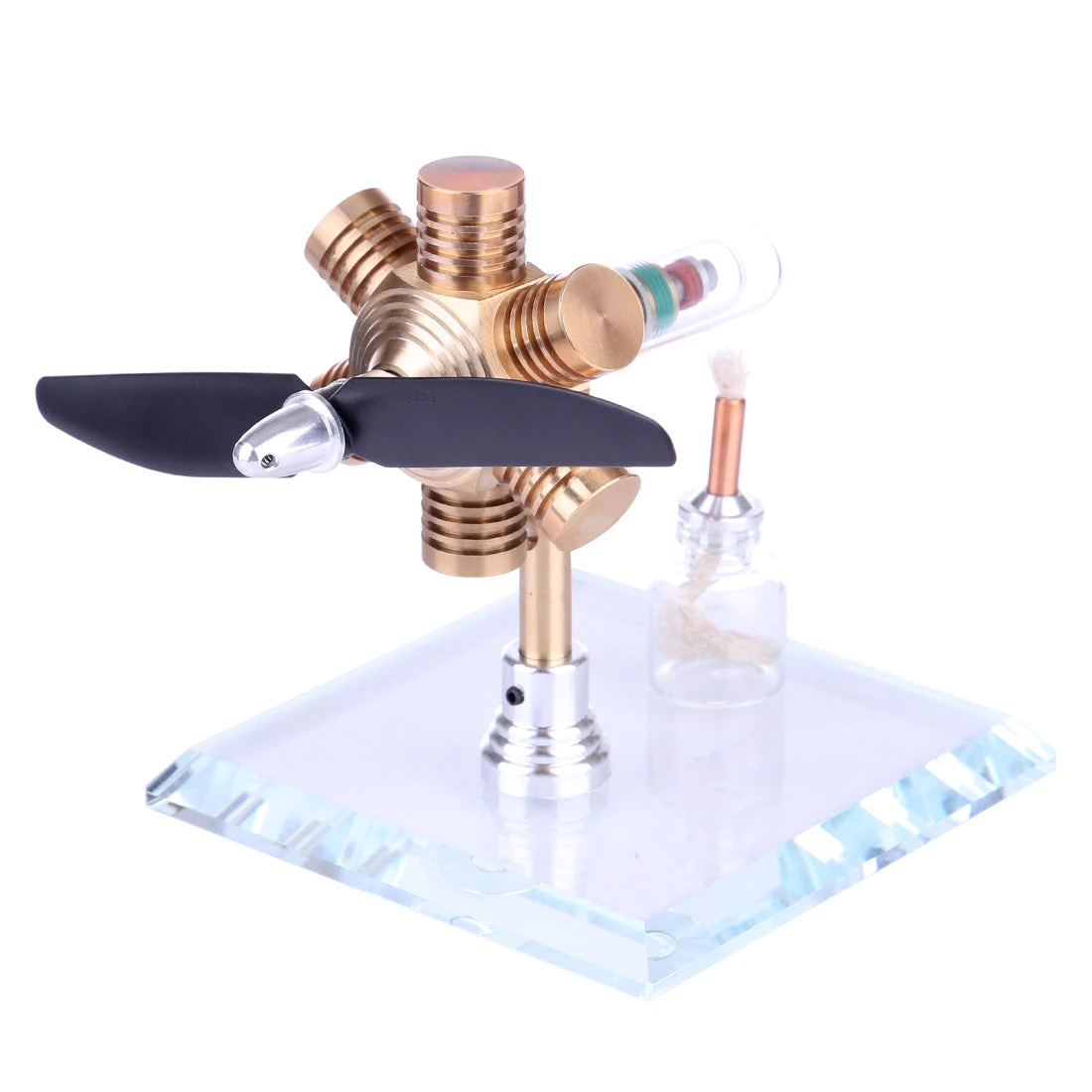 Stirling Engine Kit Hexagonal Shape Free-piston Stirling Engine Model With Propeller - Image 5