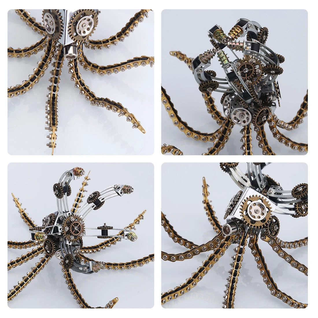 3D Metal Steampunk Galaxy Craft Puzzle Mechanical Octopus With 16 Colors Tap And Remote Control Lamp Model DIY Assembly For Home Decor Creative Gift-1060PCS - Image 9