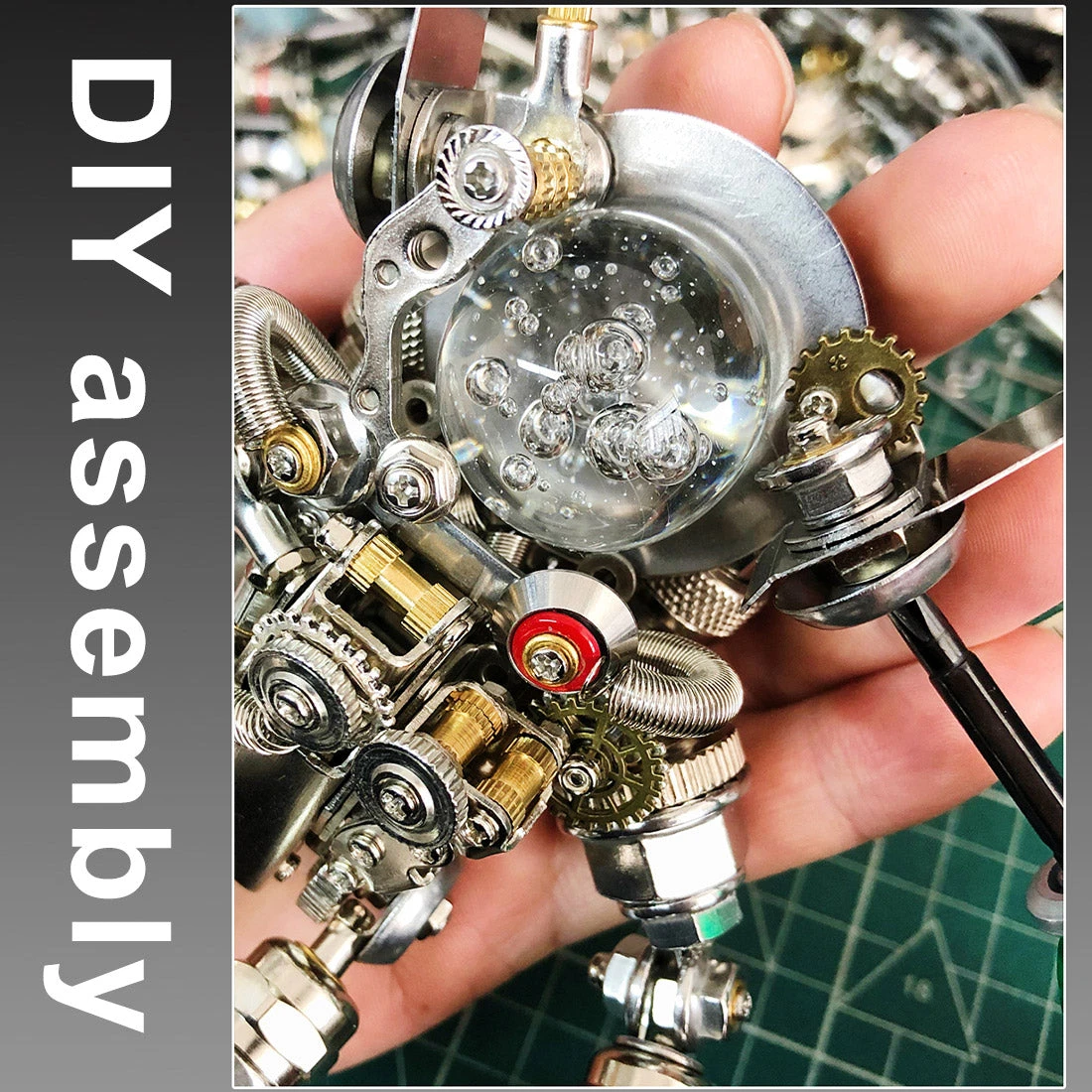 3D DIY Assembly Metal Mechanical Aerospace Rabbit With Lights & Stand Model Sci-fi Punk Toy Set -500CS - Image 8