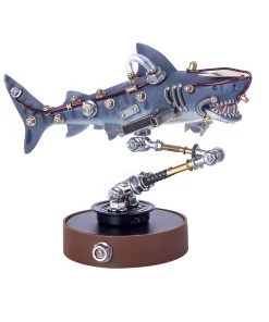 3D Metal Model Kit Mechanical Shark DIY Games Assembly Puzzle Jigsaw Creative Gift - 217Pcs