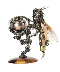 627PCS Metal Steampunk Mechanical Wasp Bluetooth Speaker Assembly Model Kit