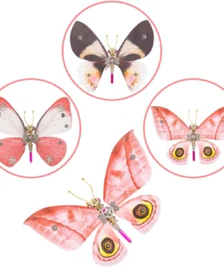 3D Metal Butterfly Model Kit, 3 In 1 Steampunk Butterfly (200PCS+/Pink) - Lymantria Punicea, Alcides Orontes & Pierisrapae Linne