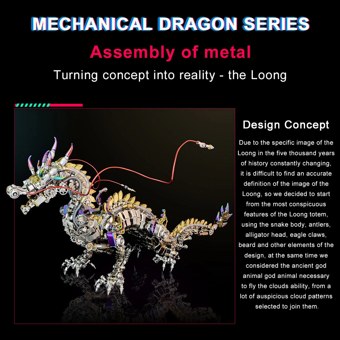 3D Metal Mechanical Dragon Crafts DIY Assembly Model Kit Art Device For Kids, Teens And Adults-2030+PCS - Image 4