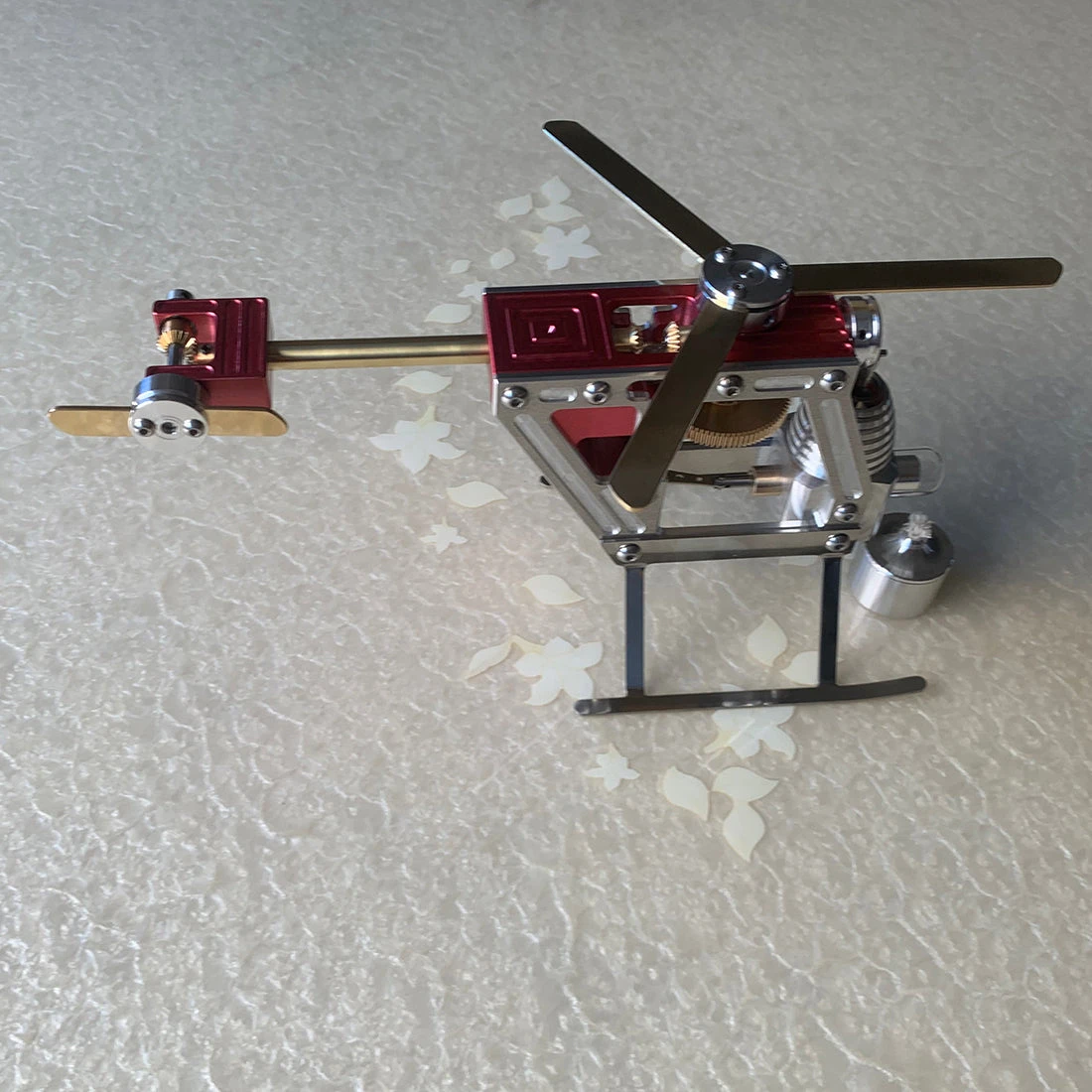 ENJOMOR Metal Stirling Helicopter Engine Model Kits γ-shape Hot-air Stirling Engine STEM Science Education Toy - Image 11