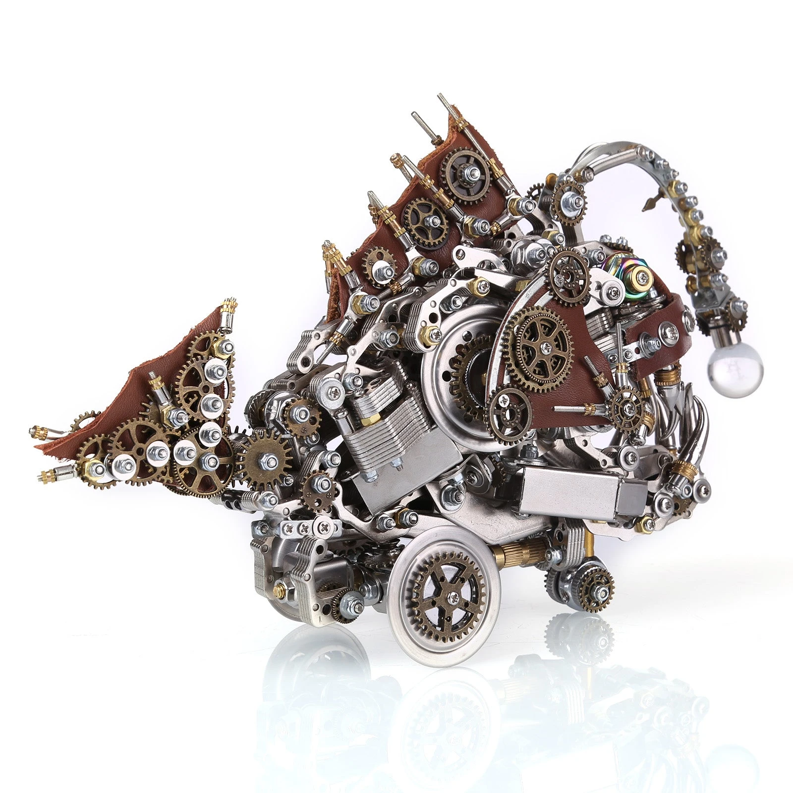 3D Metal Steampunk Craft Puzzle Mechanical Anglefish Model DIY Assembly With Luminous Bulb Creative Gift-1064PCS+ - Image 9