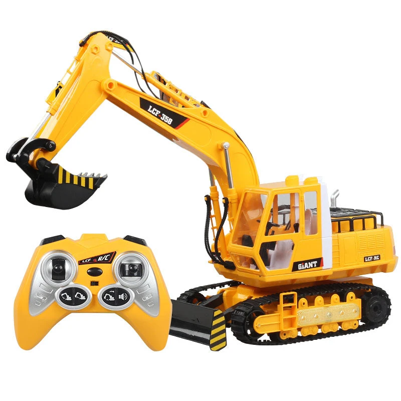 LCF 1:16 2.4GHz 16CH RC Excavator Multifunctional Excavator Grab RC Construction Vehicle Model With Smoke Effect Unique Toys Gift For Kids, Teens And Adults