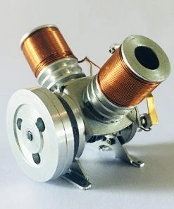 Metal Mini V Type Double-cylinder V2 Electromagnetic Engine Model Operable Engine Physics Science Experiment Toy (6-12V Supply Voltage)