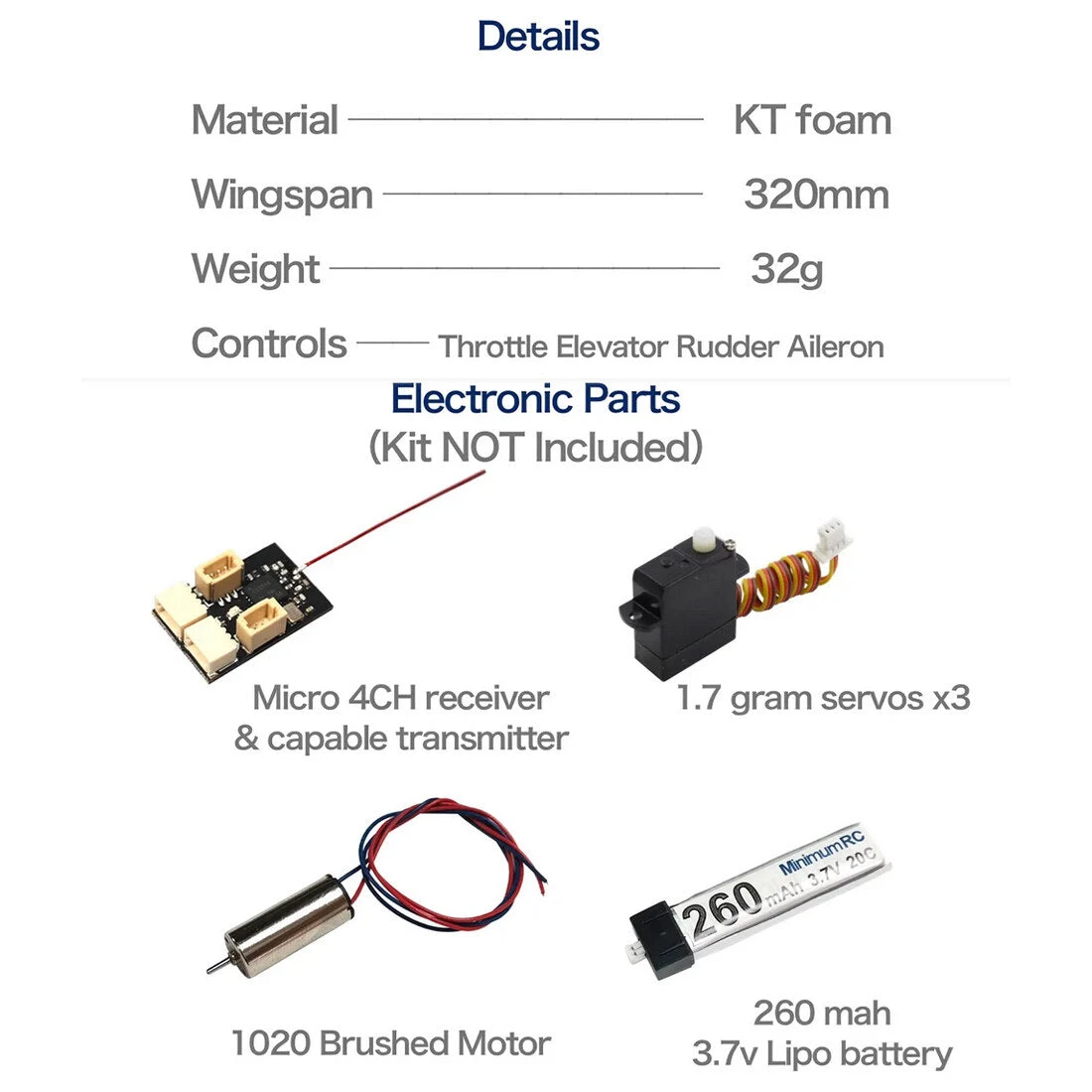 MinimumRC P-40 Warplane, 2.4G RC, 4CH, Fixed-Wing Airplane Model, Art-tech Toy - Image 9