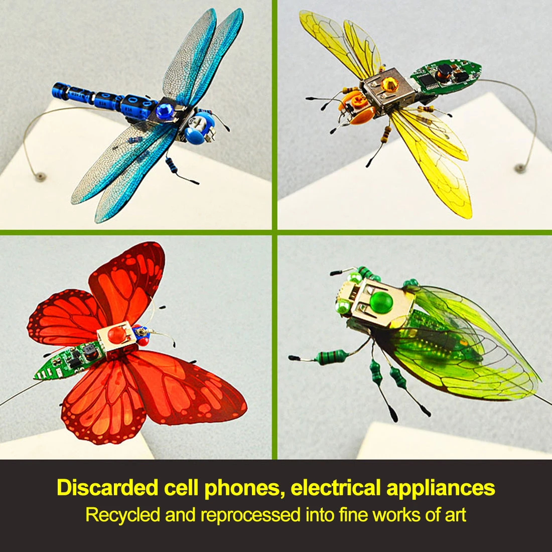 DIY Assembly Mechanical Insect Model Kits Handmade Scientific Toy Set With Voice-activated Photo Frame - Cicada (Random Color) - Image 5